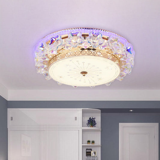 Gold LED Crystal Ceiling Light with Star Design - Simple and Stylish Flush Mount Fixture