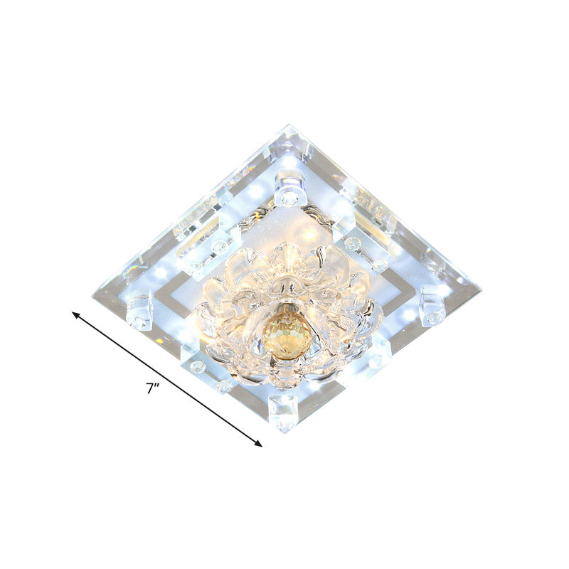 Plafonnier LED encastré en cristal Blossom avec cadre carré - Lumière chaude/blanche