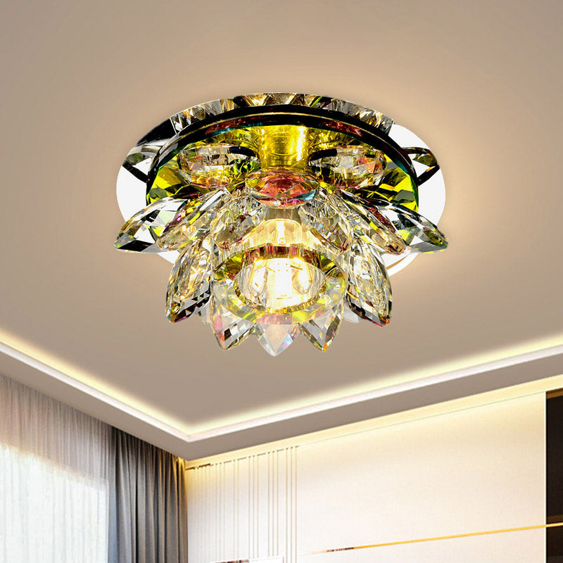 Lotus Crystal LED Flush Mount Ceiling Light for Porch in Warm/White Light