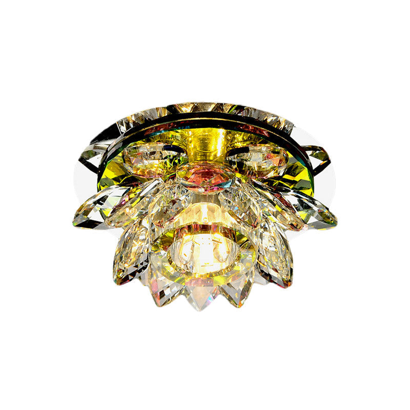 Lotus Crystal LED Flush Mount Ceiling Light for Porch in Warm/White Light