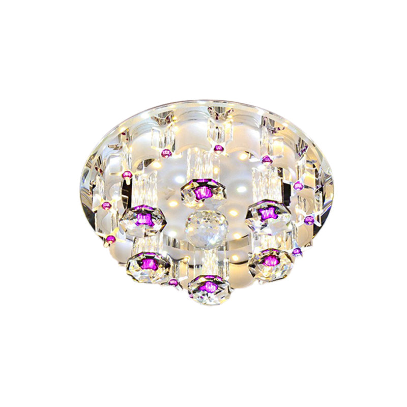 Pink LED Flushmount Ceiling Light with Crystal Accents and Warm/White Glow