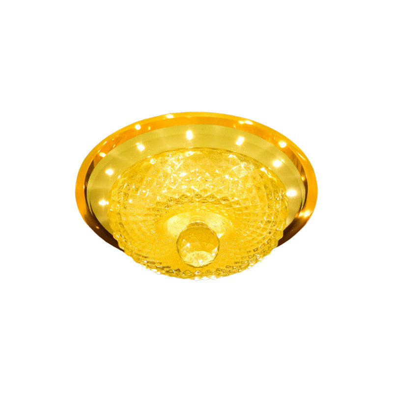 Plafonnier LED encastré en cristal prismatique moderne - Design bol beige/argenté