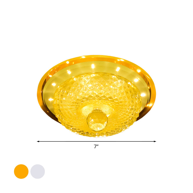 Plafonnier LED encastré en cristal prismatique moderne - Design bol beige/argenté
