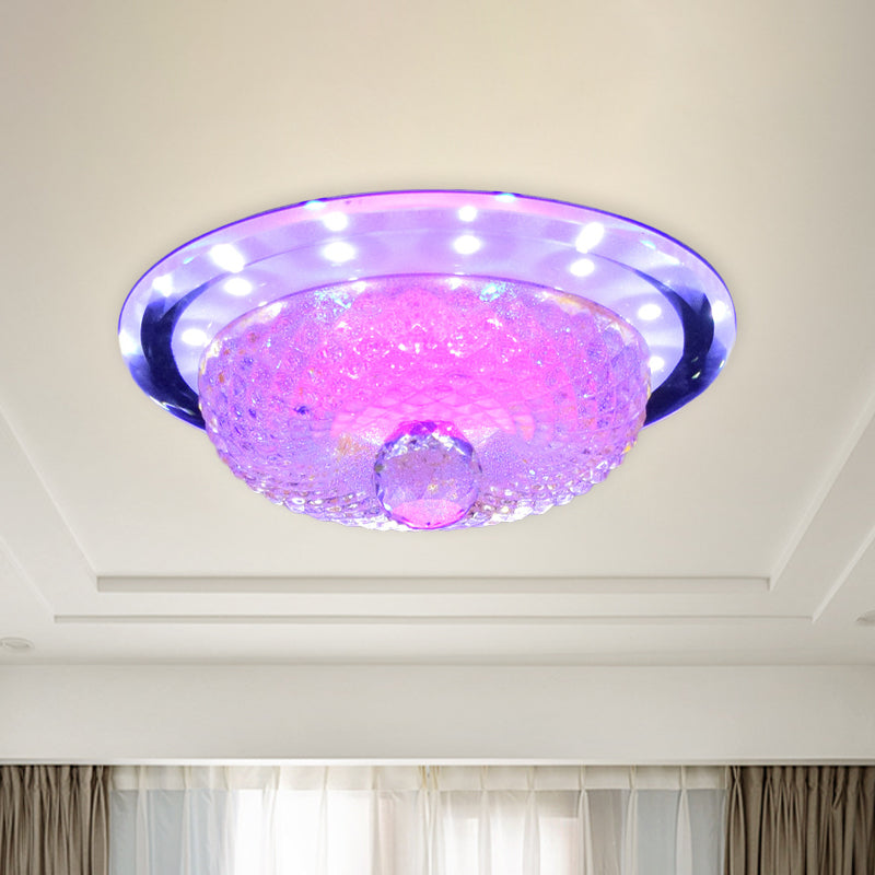 Plafonnier LED encastré en cristal prismatique moderne - Design bol beige/argenté