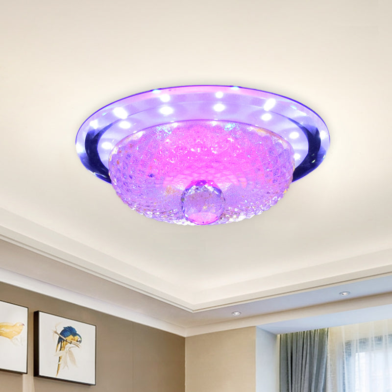 Plafonnier LED encastré en cristal prismatique moderne - Design bol beige/argenté