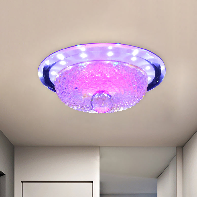 Plafonnier LED encastré en cristal prismatique moderne - Design bol beige/argenté