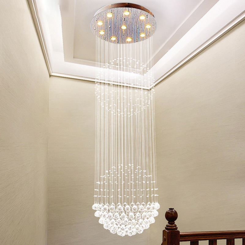 Plafonnier contemporain en cristal argenté - Montage encastré, 10 lumières
