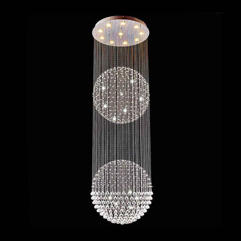 Plafonnier contemporain en cristal argenté - Montage encastré, 10 lumières