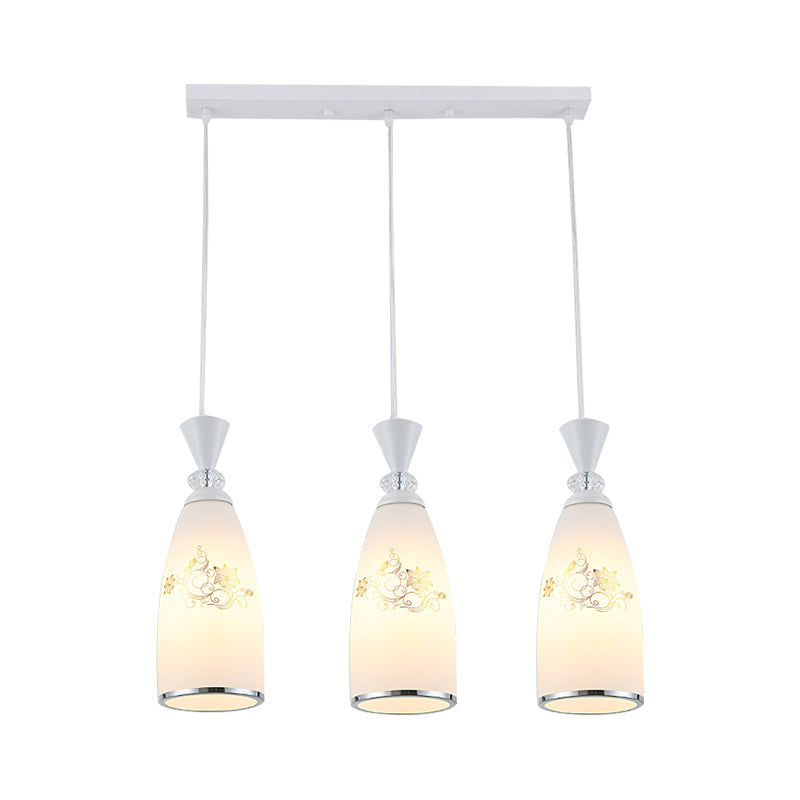 Frosted Glass Teardrop Pendant Light - Modernist 3 Bulbs Dining Room Hanging Lamp