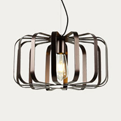 Industrial Hanging Lamp Cylinder Metal Pendant Light With Wire Frame In Bronze 6/10/16 Width / 16