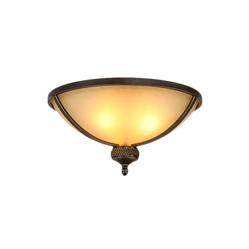 Antique Black Flush Mount Ceiling Light with Frosted Glass for Bedroom