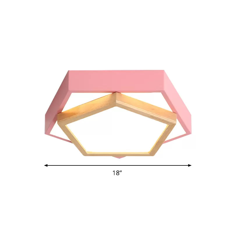 Pentagon Macaron Acrylic LED Flush Mount Lamp in White/Warm/Natural Light - Sizes 14"/18"/21.5
