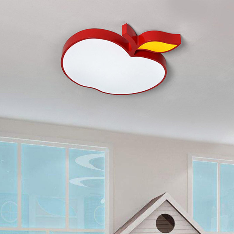 Contemporary Led Flush Mount Light Fixture With Acrylic Shade - White Grape/Banana/Apple Theme