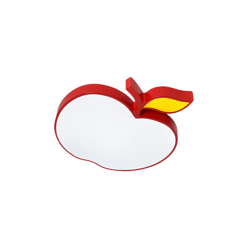 Contemporary Led Flush Mount Light Fixture With Acrylic Shade - White Grape/Banana/Apple Theme
