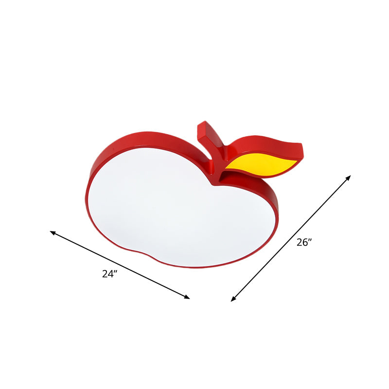 Contemporary Led Flush Mount Light Fixture With Acrylic Shade - White Grape/Banana/Apple Theme