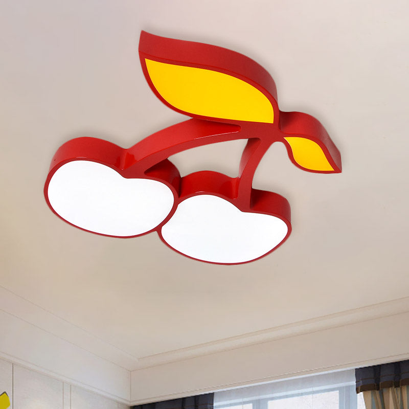 Contemporary LED Flush Mount Light Fixture with Acrylic Shade - White Grape/Banana/Apple Theme
