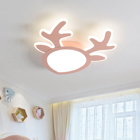 Plafonnier LED rose/bleu pour chambre d'enfant Macaron - Lampe encastrée en fer Antler