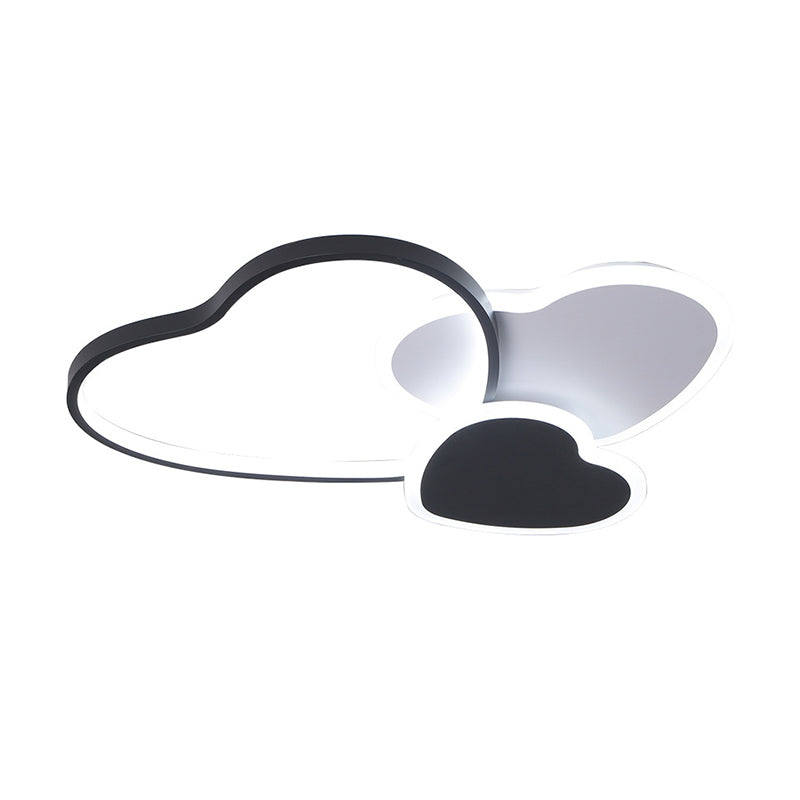 Nordic Acrylic LED Black Flush Mount Ceiling Lamp with Multi-Heart Design - Warm/White Light for Living Room