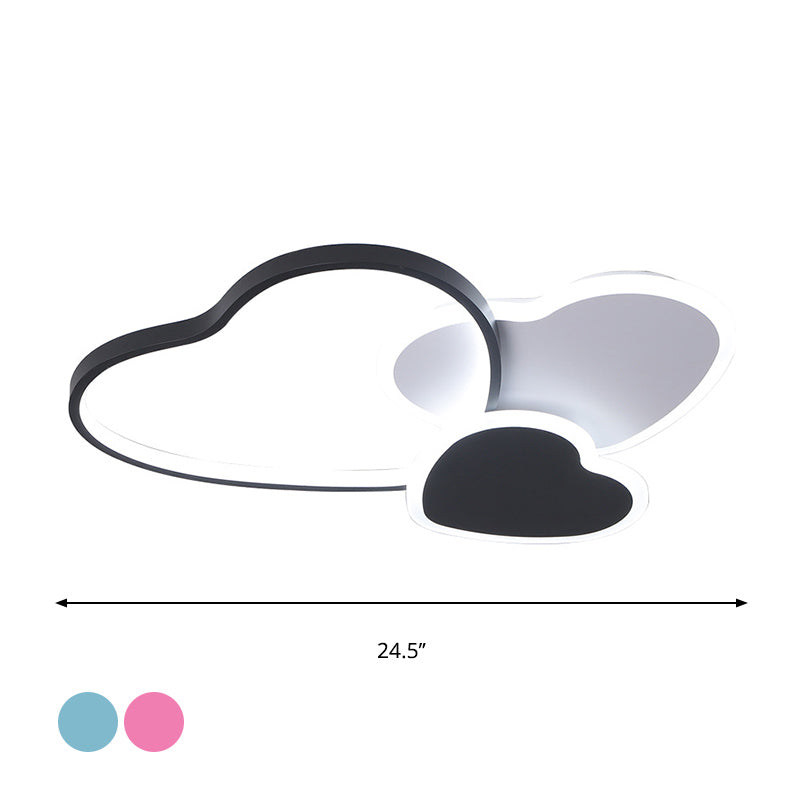 Nordic Acrylic LED Black Flush Mount Ceiling Lamp with Multi-Heart Design - Warm/White Light for Living Room