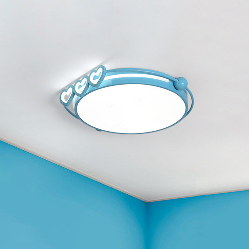 LED Halo Ceiling Light with Acrylic Shade and Heart Decor in Pink/Blue