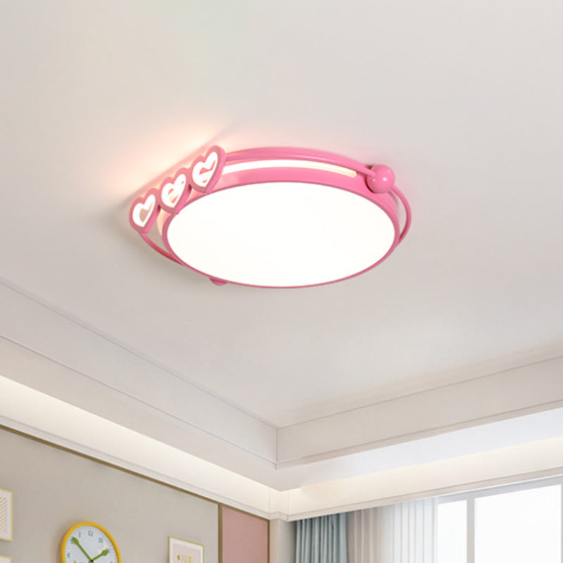LED Halo Ceiling Light with Acrylic Shade and Heart Decor in Pink/Blue