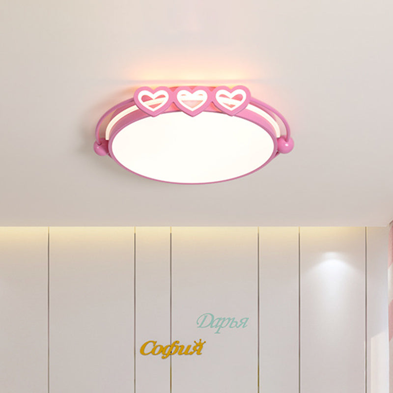LED Halo Ceiling Light with Acrylic Shade and Heart Decor in Pink/Blue