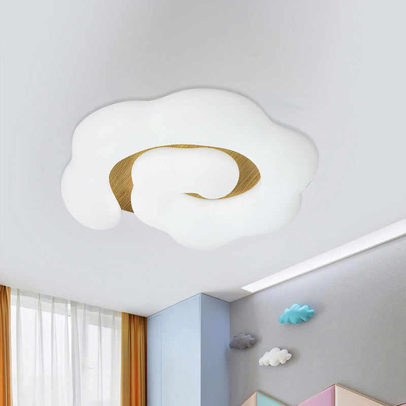 Plafonnier LED en forme de nuage en bois pour chambre d'enfant - Luminaire encastré de style nordique