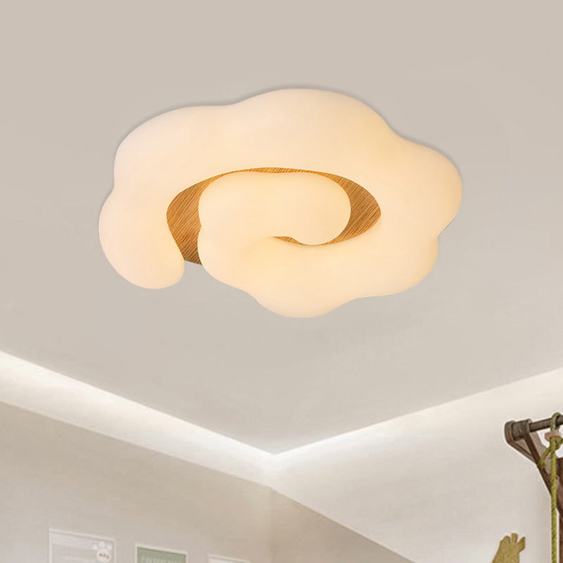 Plafonnier LED en forme de nuage en bois pour chambre d'enfant - Luminaire encastré de style nordique