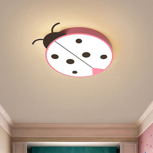 Ladybug Cartoon LED Flush Mount Light Fixture - Fun Acrylic Red/Yellow Flushmount Lighting for Children's Bedroom
