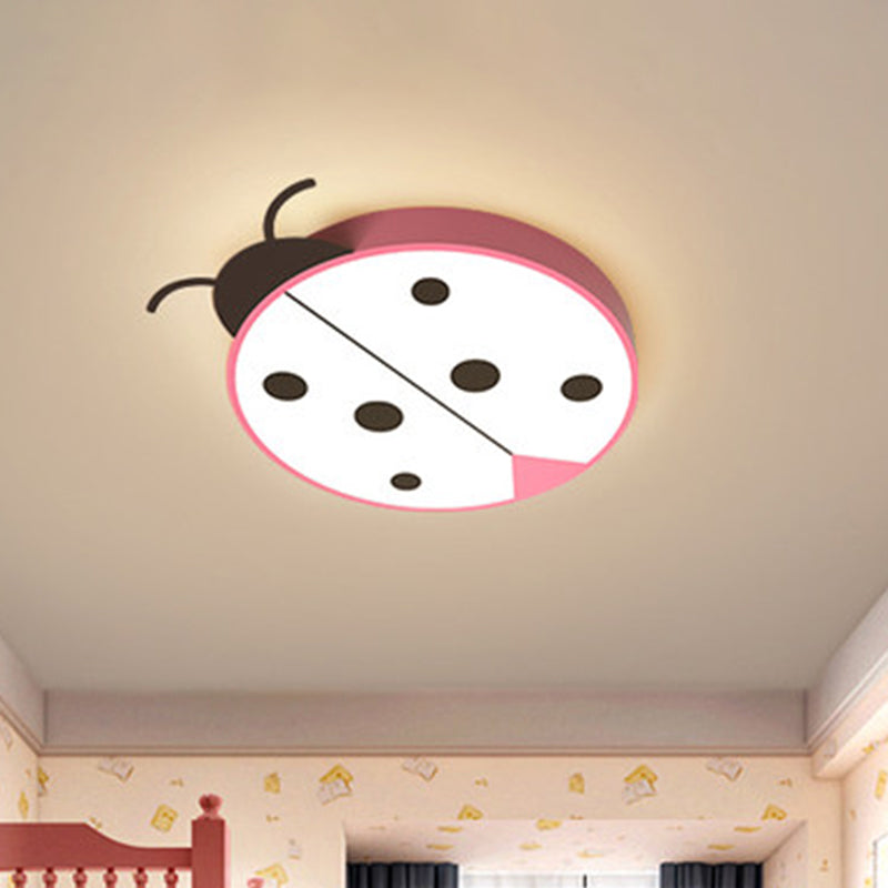 Ladybug Cartoon LED Flush Mount Light Fixture - Fun Acrylic Red/Yellow Flushmount Lighting for Children's Bedroom