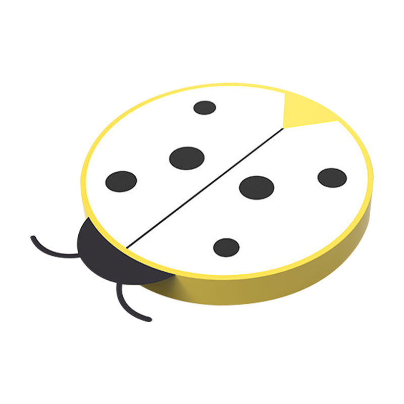 Ladybug Cartoon LED Flush Mount Light Fixture - Fun Acrylic Red/Yellow Flushmount Lighting for Children's Bedroom