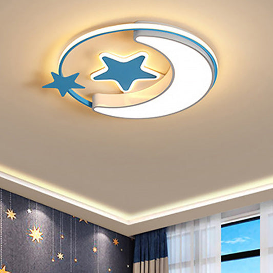 Plafonnier LED nordique pour chambre d'enfant avec motif étoile et lune en or, rose ou bleu
