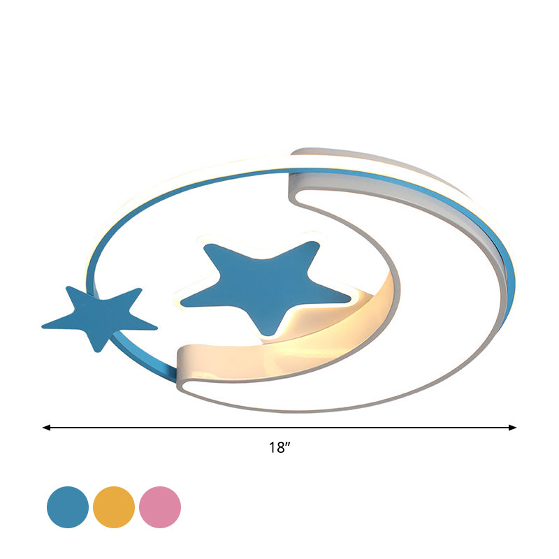 Nordic LED Ceiling Lamp for Children's Bedroom with Star and Moon Design in Gold, Pink, or Blue