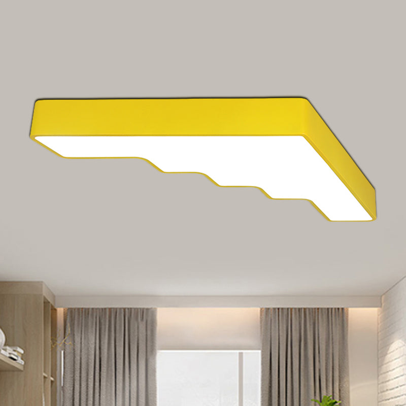 Kid's LED Acrylic Flush Mount Ceiling Lamp in Blue/Pink/Yellow with Ladder Design