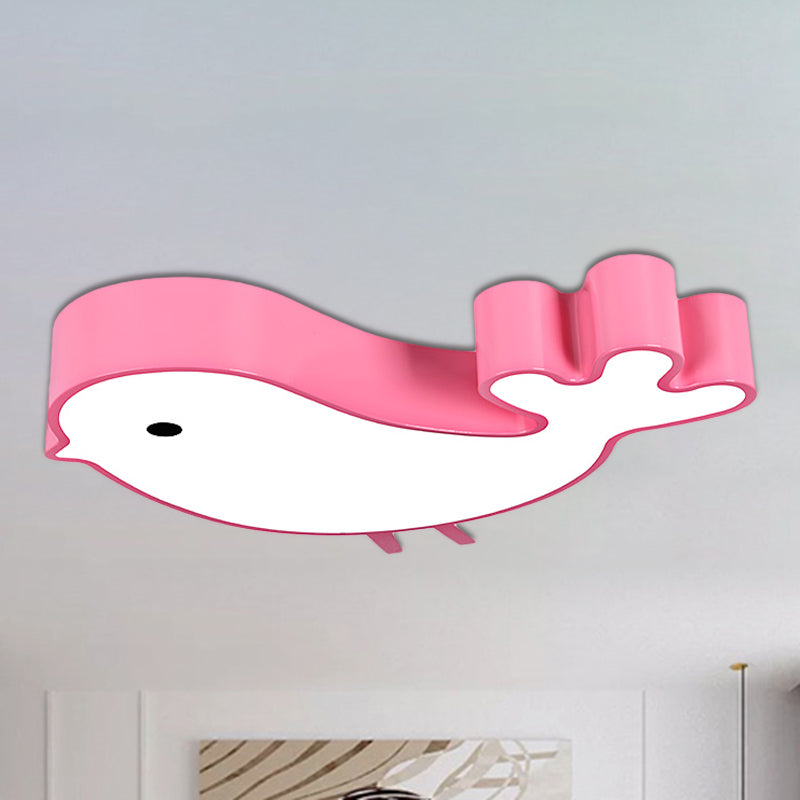 Led Bird-Like Flush Light Fixture With Acrylic Shade - Cartoon Style Blue/Pink/Yellow Finish Pink