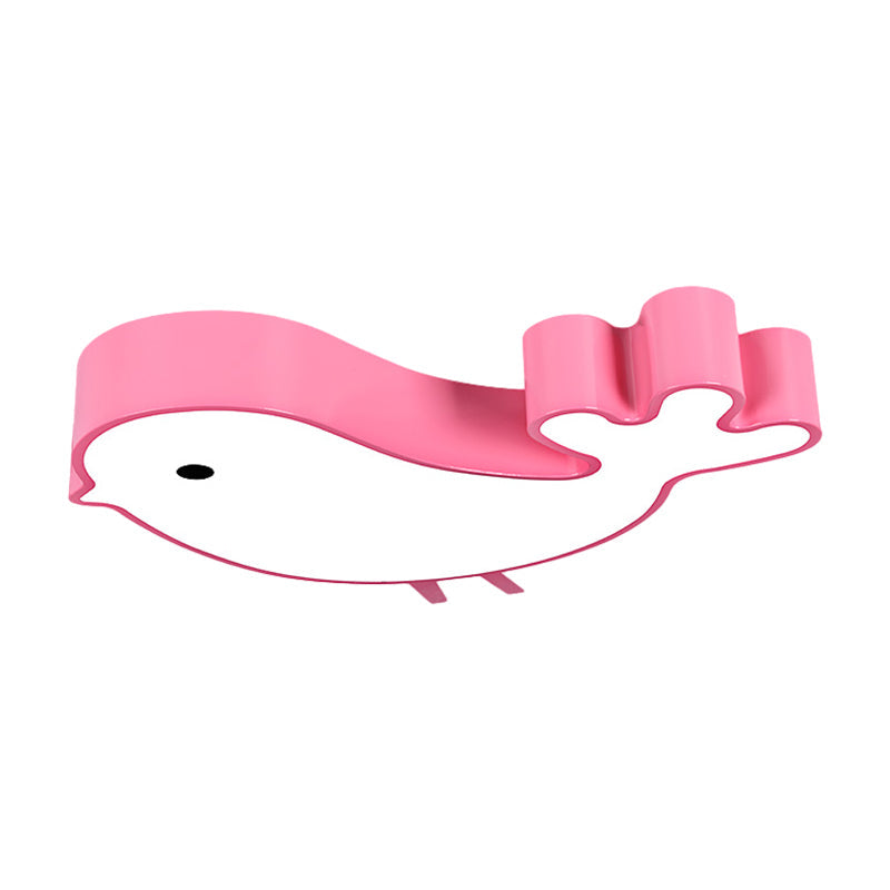 LED Bird-Like Flush Light Fixture with Acrylic Shade - Cartoon Style, Blue/Pink/Yellow Finish