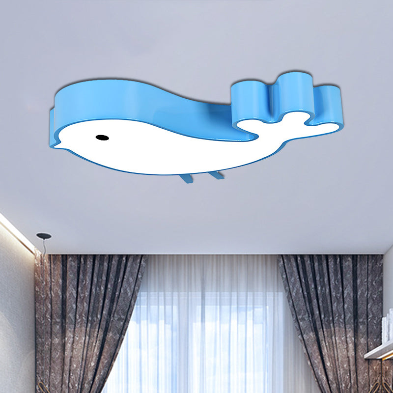 LED Bird-Like Flush Light Fixture with Acrylic Shade - Cartoon Style, Blue/Pink/Yellow Finish