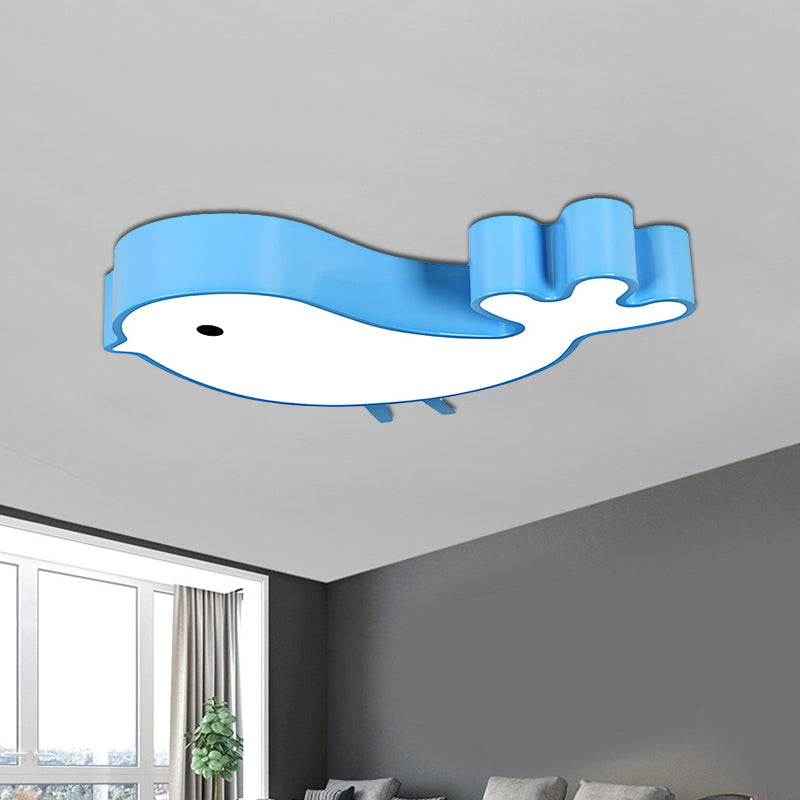 LED Bird-Like Flush Light Fixture with Acrylic Shade - Cartoon Style, Blue/Pink/Yellow Finish