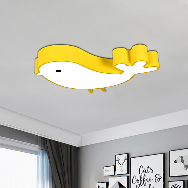 LED Bird-Like Flush Light Fixture with Acrylic Shade - Cartoon Style, Blue/Pink/Yellow Finish