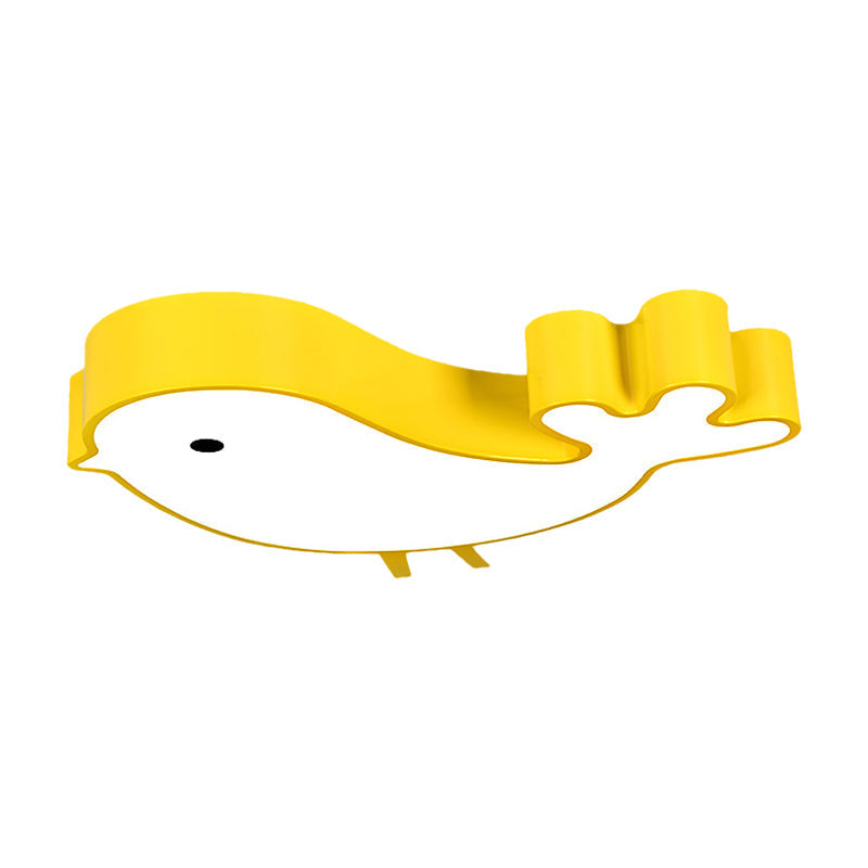 LED Bird-Like Flush Light Fixture with Acrylic Shade - Cartoon Style, Blue/Pink/Yellow Finish
