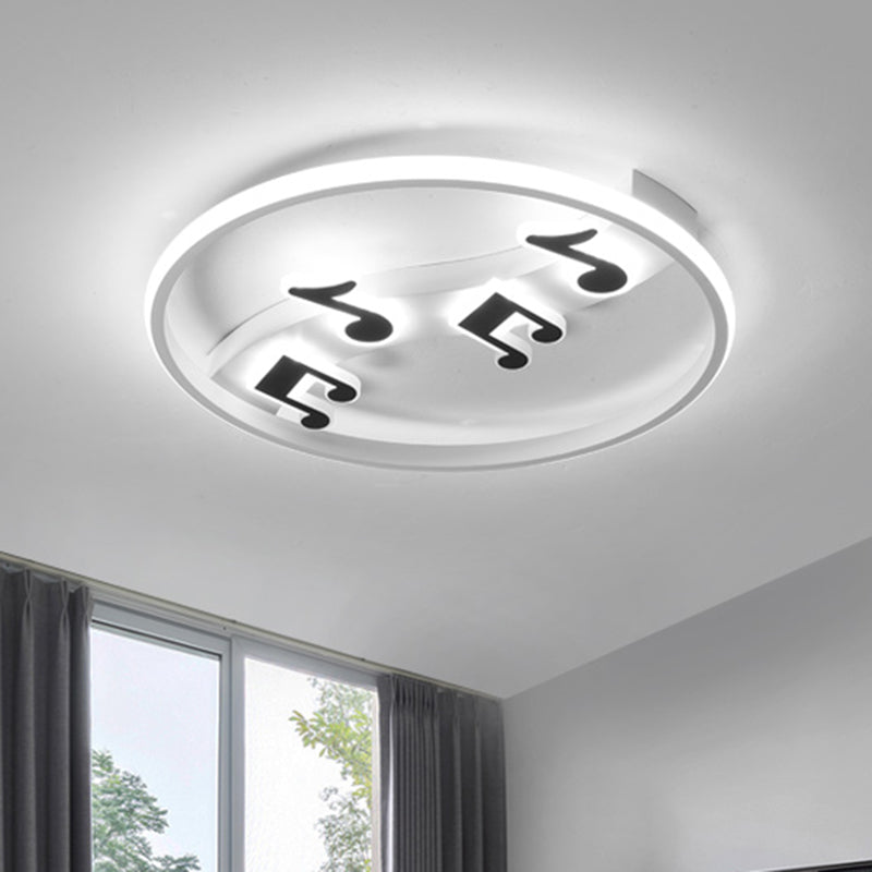 Nordic Led Flush Lamp: White And Black Musical Note Design With Warm/White Acrylic Lighting / Warm