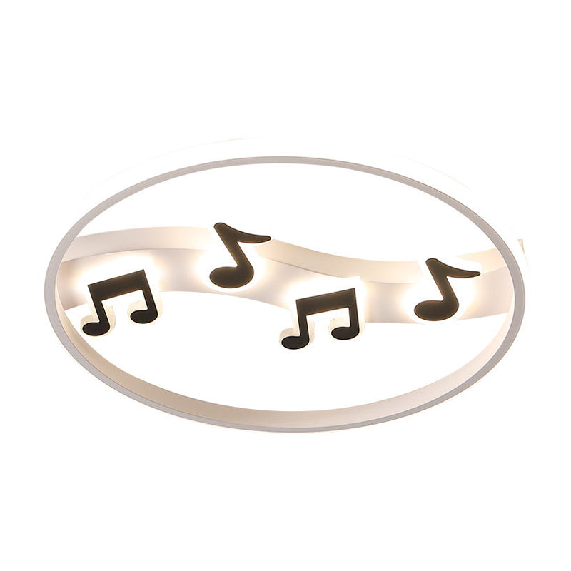 Nordic Led Flush Lamp: White And Black Musical Note Design With Warm/White Acrylic Lighting