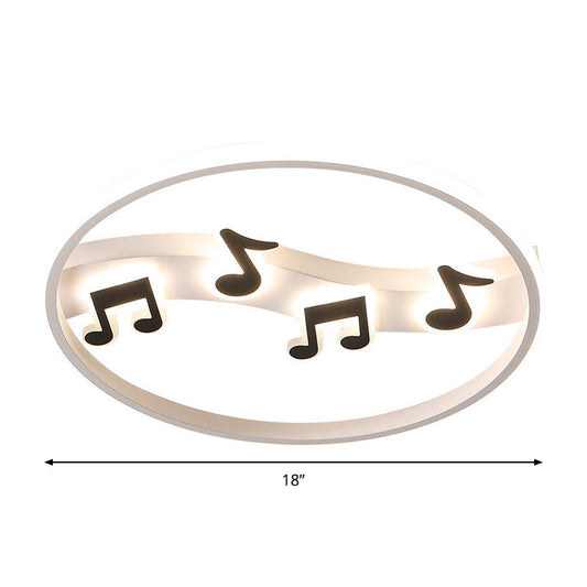 Nordic Led Flush Lamp: White And Black Musical Note Design With Warm/White Acrylic Lighting