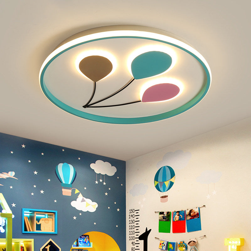 Blue LED Flush Ceiling Lamp Fixture with Cartoon Design - 3-Balloon Acrylic Flush Mount Light in White/Warm Light