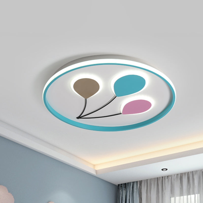 Blue LED Flush Ceiling Lamp Fixture with Cartoon Design - 3-Balloon Acrylic Flush Mount Light in White/Warm Light