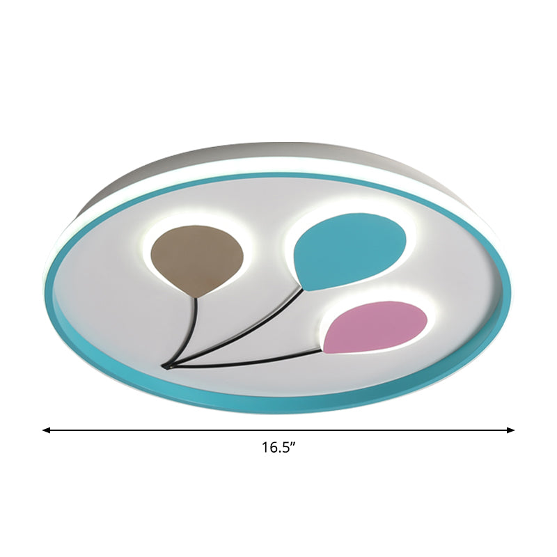Blue LED Flush Ceiling Lamp Fixture with Cartoon Design - 3-Balloon Acrylic Flush Mount Light in White/Warm Light