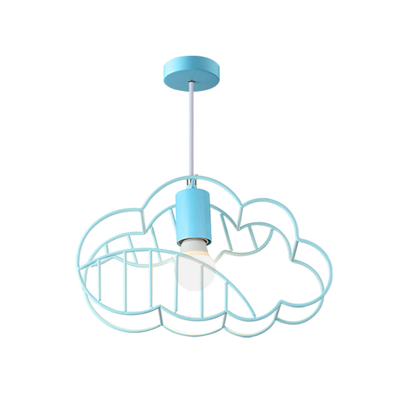 Blue Metal Hanging Ceiling Light - Single Bulb Pendant With Round Canopy From Creative Cloud Frame