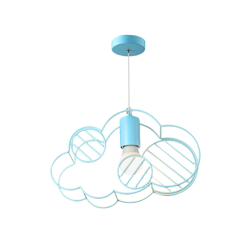 Blue Metal Hanging Ceiling Light - Single Bulb Pendant With Round Canopy From Creative Cloud Frame