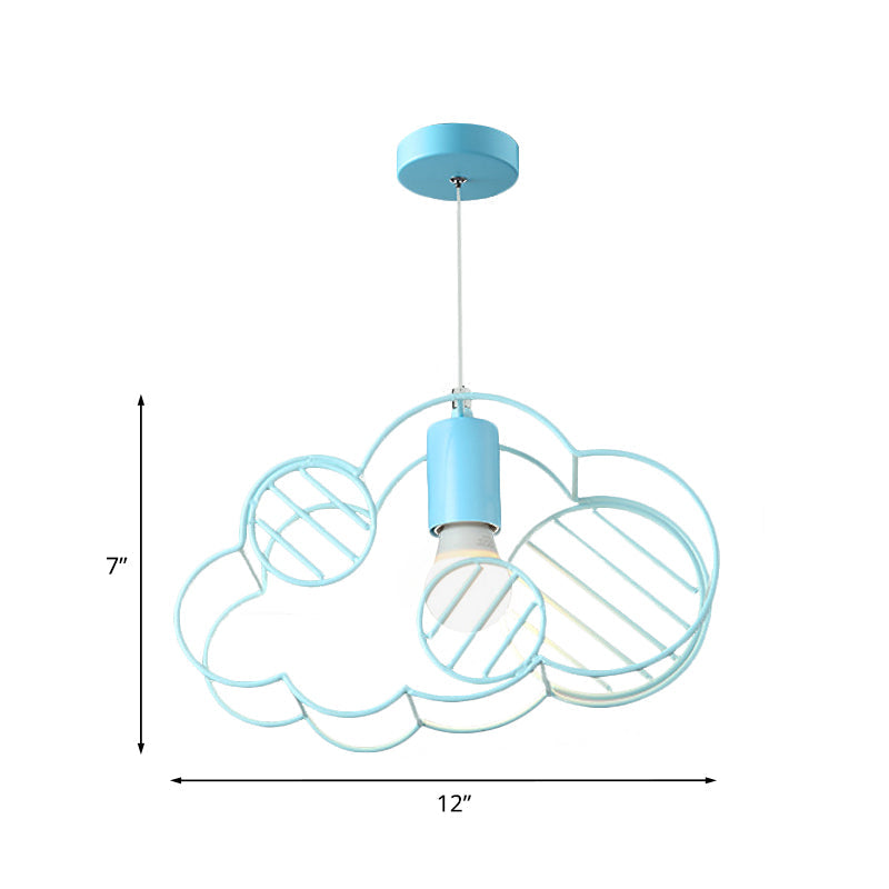 Blue Metal Hanging Ceiling Light - Single Bulb Pendant With Round Canopy From Creative Cloud Frame