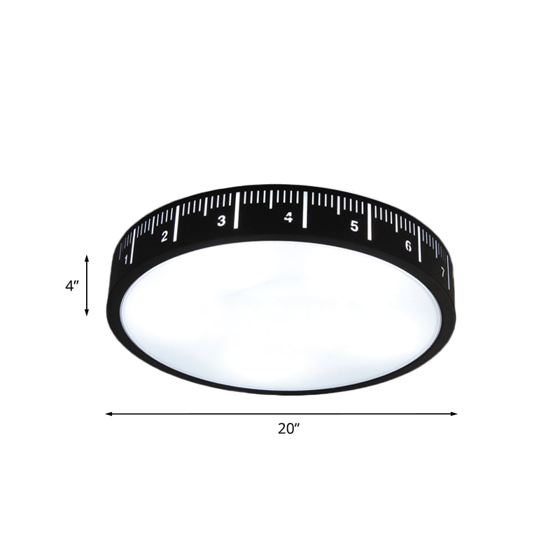 Modern Minimalist LED Drum Ceiling Light with Black Acrylic Shade - Corridor Lighting